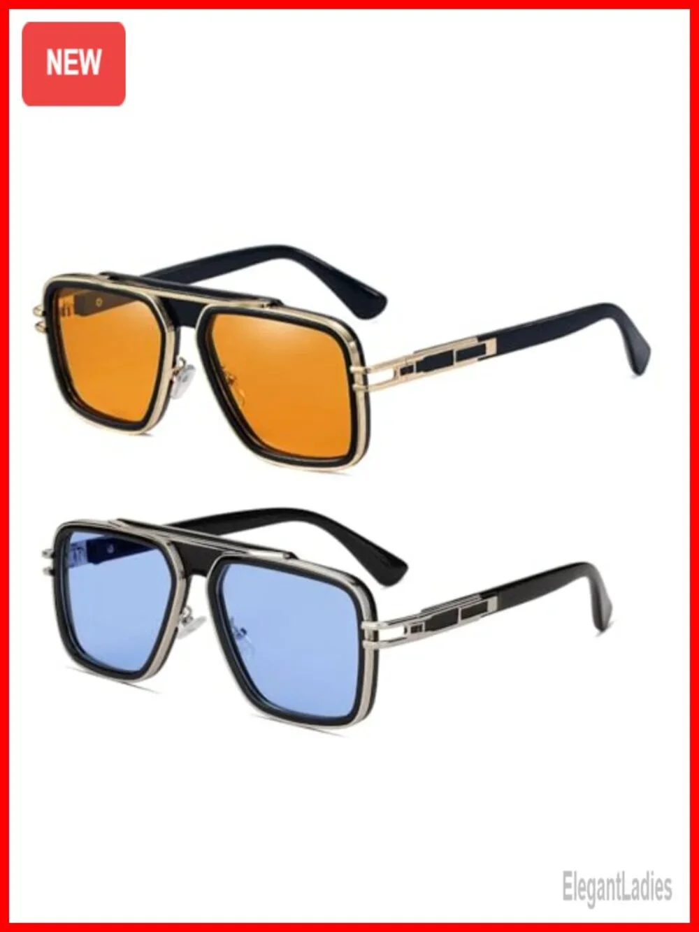 Retro Square Metal Frame Sunglasses UV400 Protection